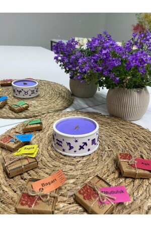 شمعة من الشمعة ذات الروائح المزدهرة شمعة طقوسية مع 12 علامة زوديك شمعة تشاكرا شمعة ديكورية شمعة هدية شمعة التطه - MorVilla