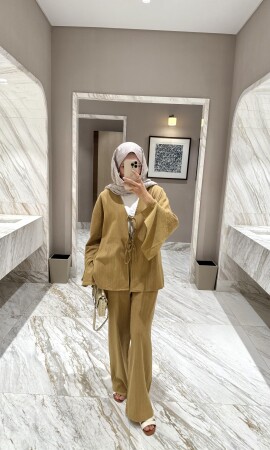 Kol Detay Kimono Takım - Hardal - Duendeca