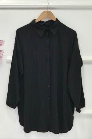 Kol Lastik Yırtmaç Detaylı Tunik-siyah - Ebrar Store