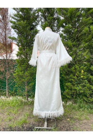 Kol Ve Etek Ucu Deve Kuşu Tüylü Bride Sabahlık - Before To Be Bride
