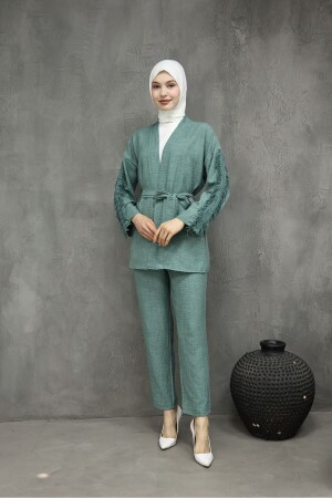 Kollu dantel detaylı kimono - Fors Butik