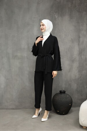 Kollu dantel detaylı kimono - Fors Butik