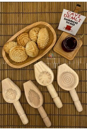 Kömbe Kerebiç Plätzchen-Kuchenform aus Holz, 4-teiliges Set - 1