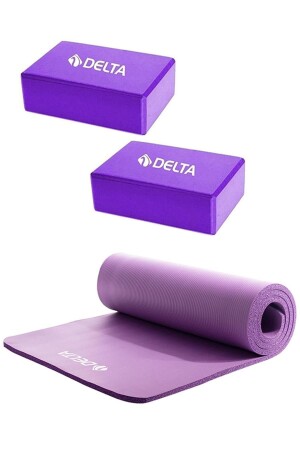 Konfor Zemin Taşıma Askılı 10 Mm Pilates Minderi Yoga Matı 2 Adet Yoga Blok Çiftli Yoga Bloğu - 1