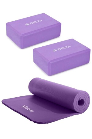 Konfor Zemin Taşıma Askılı 15 Mm Pilates Minderi Yoga Matı 2 Adet Yoga Blok Çiftli Yoga Bloğu - 1