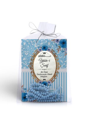 Konsept Hediyelik 24 Adet Ürünü Dağıtmalık Mevlid Hediyelik Tül Keseli Mavi Tesbihli Yasin Seti - Kuransepeti