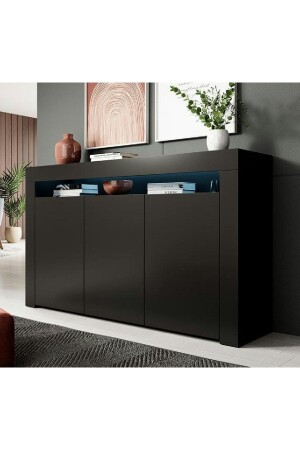 Konsole mit LED-Beleuchtung, stilvolles Buffet, modernes und elegantes Konsolen-Schwarz-Matt-Buffet SDB604-02-BLK - 2