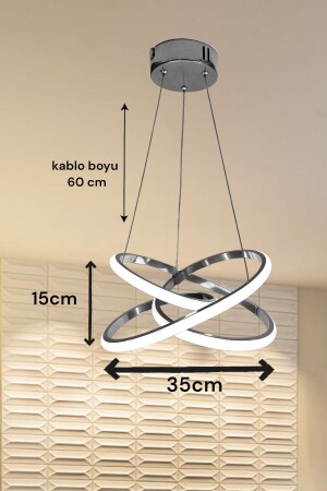 Kontrollierte 3-farbig beleuchtete moderne Pendelleuchte mit LED-Kronleuchter, Chromgehäuse. Wohnzimmer – Küche – Flur - 3