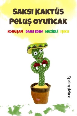 Konuşan Dans Eden, Müzikli Işıklı Saksı Kaktüs Peluş Oyuncak Ses Taklitçi Nanopro-k1-o2 - 2