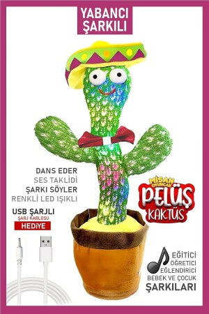 Konuşan Dans Eden Müzikli Işıklı Taklitçi Saksı Kaktüs Peluş Oyuncak - 3