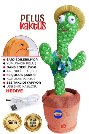 Konuşan Dans Eden Türkçe Şarkılı Işıklı Taklitçi Saksı Kaktüs Peluş Oyuncak Kutulu Eok3005 - 6