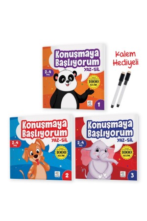 Konuşmaya Başlıyorum Serisi (türkçe'de En Çok Kullanılan 1000 Kelime) (2-4 Yaş) Yaz-sil Kitaplar - 1