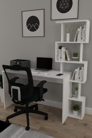 Koordinat Praktischer Schreibtisch mit Bücherregal Weiß 120x50 Praktischer Schreibtisch - 2