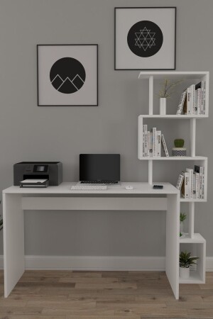 Koordinat Praktischer Schreibtisch mit Bücherregal Weiß 120x50 Praktischer Schreibtisch - 3