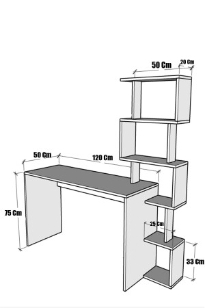 Koordinat Praktischer Schreibtisch mit Bücherregal Weiß 120x50 Praktischer Schreibtisch - 4