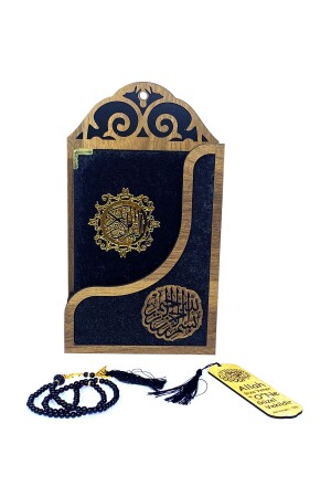 Koran-Set, mit Samt überzogene Holzkiste mit Kleiderbügel, Geschenk – Schwarz - 4