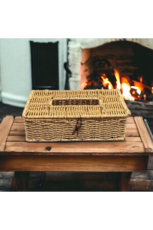 Korbgeflecht, Rattan, Serviettenhalter, Aufbewahrungsbox, Organizer, quadratisch, groß - 1