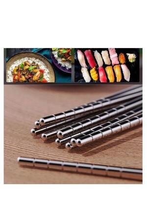 Kore Yemek Çubuğu Paslanmaz Metal Chopstick 10 Çift (20 Adet) CHP10 - 1