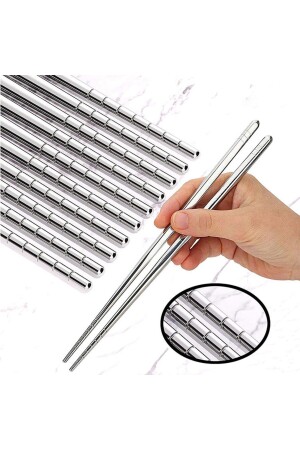 Kore Yemek Çubuğu Paslanmaz Metal Chopstick 10 Çift (20 Adet) CHP10 - 3