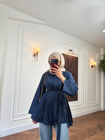 Koren Pelerinli Gömlek - Lacivert - Nuuwears