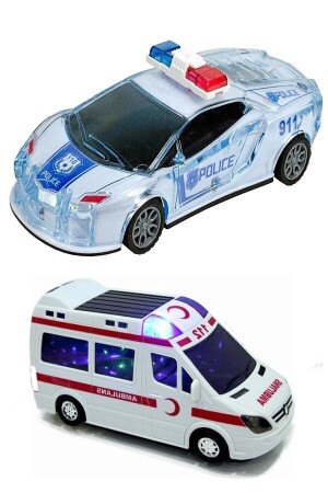Korumalı Ambulans Ve Polis Arabası Çek Bırak Işıklı Ambulansvepolisarabası - 1