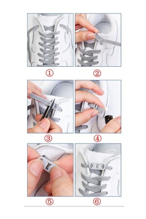 Koyu Gri Elastik Akıllı Esnek Bağcık Tak Bırak Ayakkabı Bağcığı 1 Çift 100cm - 3