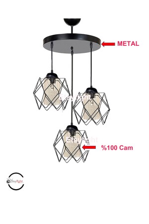 Koza Glass 3 Küche, Flur, Wohnzimmer, Glas-Kronleuchter S040G3 - 6