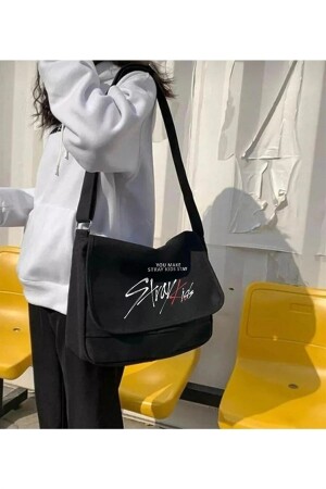 Kpop Series Stray Kids bedruckte schwarze Unisex-Kuriertasche - 3