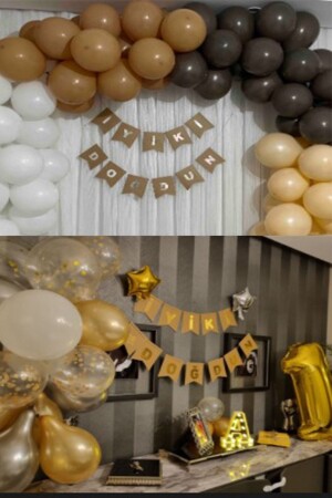 Kraft Karton Üzeri Gold Altın Sarısı Yaldızlı Iyiki Doğdun Yazılı Doğum Günü Partisi Yazı Banner Süs - 2