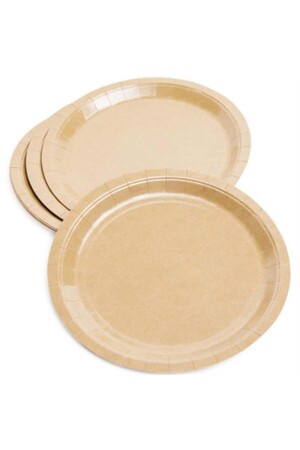 Kraft Renk Retro Karton Tabak 8 Adet 18 Cm - Partifabrik