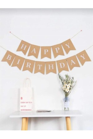 Kraftfarbenes weißes Retro-Happy-Birthday-Schriftzug-Ornament - 1