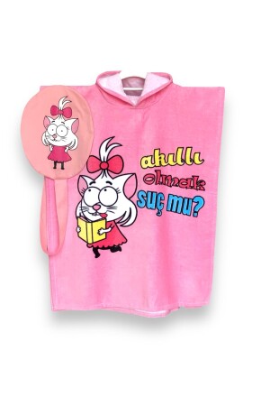 Kral Şakir Canan Karakterli Çantalı Panço Bornoz Plaj Havlusu - Little Tortoise