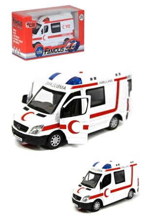 Krankenwagen mit zu öffnenden Metalltüren, Ton und Licht, weißes Mercedes-Benz-Erste-Hilfe-Fahrzeug im Maßstab 1:32 mtlçkbrkmblns - 2