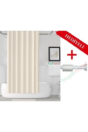 Krem Banyo Perdesi Askı Hediyeli 180x200cm Tek Kanat Duş Perdesi- Renkli Banyo Duş Perdesi - Tropikhome
