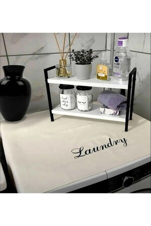 Krem Çamaşır Makines Örtüsü Laundry Baskılı - Squall