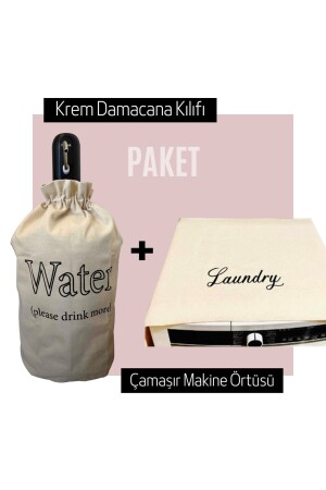 Krem Damacana Kılıfı & Krem Çamaşır Makine Örtüsü Ikili Kampanya - 3