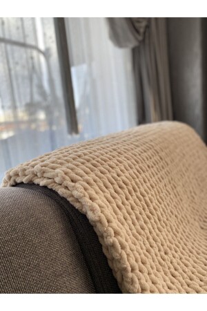 Krem Puffy El Örgüsü Battaniye - Alize