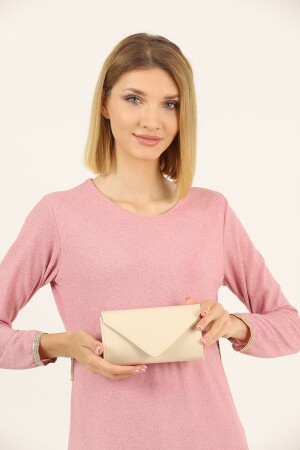 Krem Soft Abiye Çanta Portföy Clutch Çanta - 1