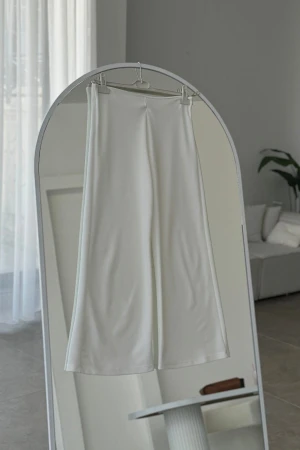 Krep Ultra Esnek Pantolon Beyaz - Nuuwears