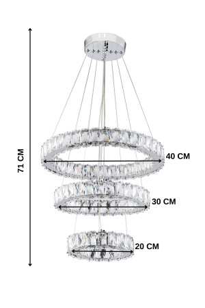 Kristal 3 Katlı Yuvarlak Ledli Avize - Salon - Yatak Odası - Resepsiyon PT-02 - 7