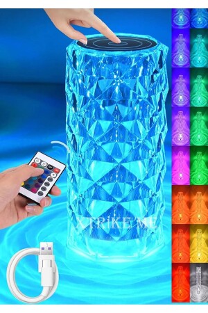 Kristal Akrilik Led Masa Üstü Lamba 16 Renk Uzaktan Kumandalı Dokunmatik - 1