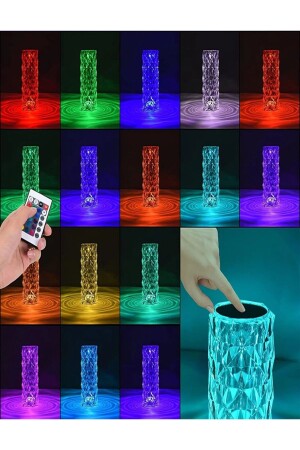 Kristal Akrilik Led Masa Üstü Lamba 16 Renk Uzaktan Kumandalı Dokunmatik - 3