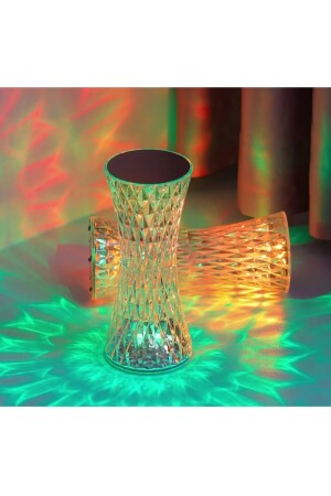 Kristal Akrilik Led Masa Üstü Lamba 16 Renk Uzaktan Kumandalı PİNK*-43221 - 4