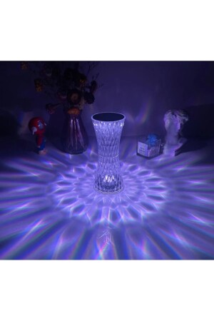 Kristal Akrilik Led Masa Üstü Lamba 16 Renk Uzaktan Kumandalı PİNK*-43221 - 5
