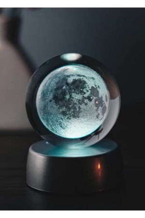Kristal Cam Küre Renk Değiştiren Led Işıklı Ay Lamba - 3