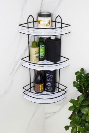 MNZ-Economic Stainless Triple Black Shampoo Holder مع رف كريستال ملصق زاوية الحمام / رف HMY-EK03S - HIMYHOME