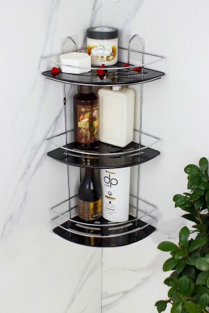 MNZ-Economic Triple Chrome Shampoo Holder مع رف ملصق للحمامات زاوية / رف HMY-EK03K - HIMYHOME