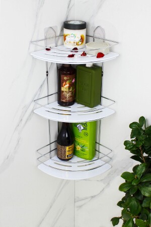 MNZ-Economic Triple Chrome Shampoo Holder مع رف ملصق للحمامات زاوية / رف HMY-EK03K - HIMYHOME