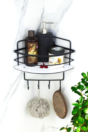 رف من النجمات من MNZ مع لاستدنية المصفوفة الأسود حامل الشامبو الملصق منظمة الحمام رف الزاوية HMY-LK01S - HIMYHOME