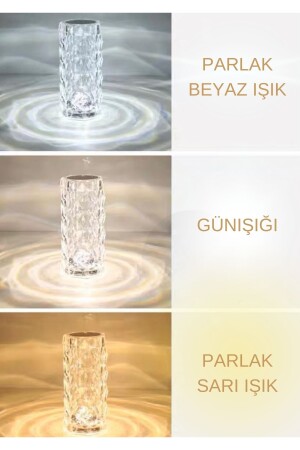 Kristal Şarjlı Masa Lambası, Led Abajur, Dokunmatik 3 Renk Modu KMT-2 - 4